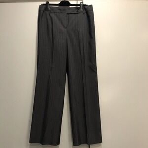 Ann Taylor Loft Women's Dress Pants Size 8 Charcoal Grey Striped Signature Fit